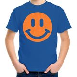 Bellatio Decorations - T-shirt - Blauw - Smile Emoticon - Kinderen