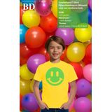 Bellatio Decorations - T-shirt - Blauw - Katoen - Glitter Groene Smile Emoticon