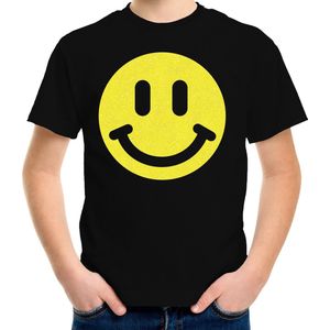 Bellatio Decorations T-shirt voor jongens - Smile Emoticon - zwart - kinderen 110 116