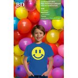 Bellatio Decorations - T-shirt - Blauw - Katoen - Smile Emoticon