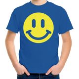 Bellatio Decorations - T-shirt - Blauw - Katoen - Smile Emoticon