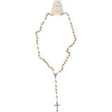 Rozenkrans ketting - met kruis - beige - 100 cm - 8 mm kralen