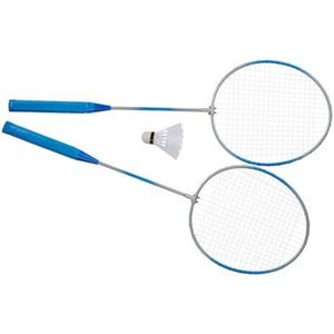 Badminton rackets en shuttle setje - kunststof - blauw - buiten spelen - tennis - Badmintonshuttles