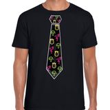 Bellatio Decorations Tropical party shirt heren - stropdas - zwart - neon - carnaval - themafeest