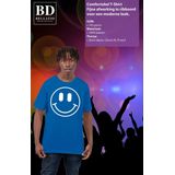 Bellatio Decorations - T-shirt - Blauw - Katoen - Smile Emoticon