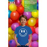 Bellatio Decorations - Verkleed T-shirt - Blauw - Smile Emoticon - Voor Kinderen