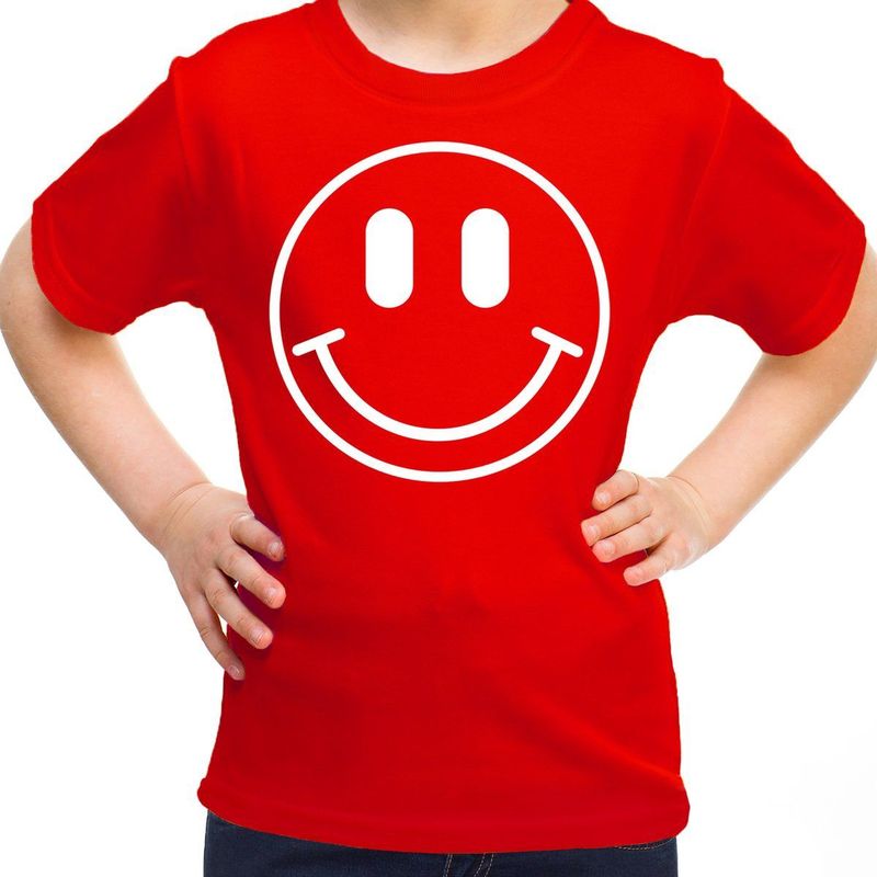Bellatio Decorations - Verkleed Shirt - Rood - Katoen - Smile Emoticon