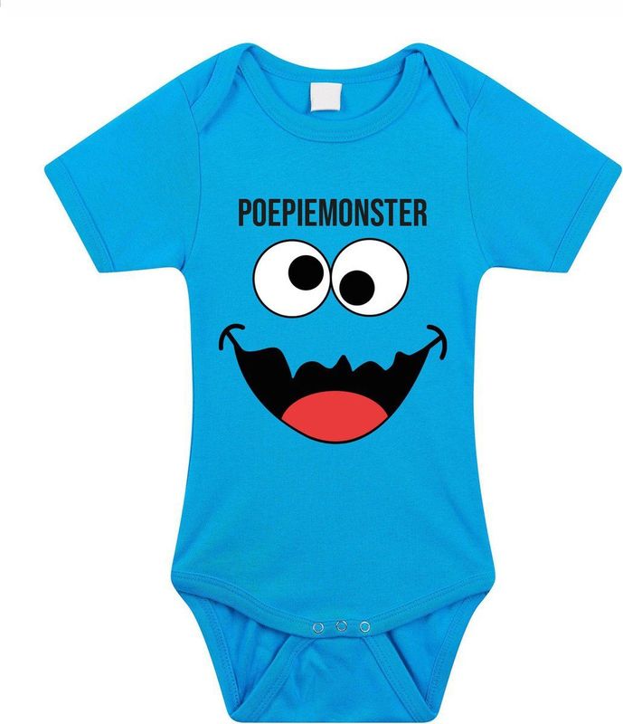 Bellatio Decorations - Rompertje - Blauw - 100% Katoen - Poepiemonster