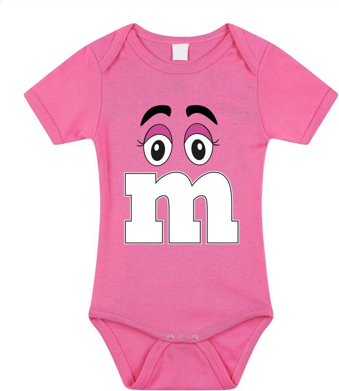 Bellatio Decorations - Rompertje - Roze - Letter M - Baby