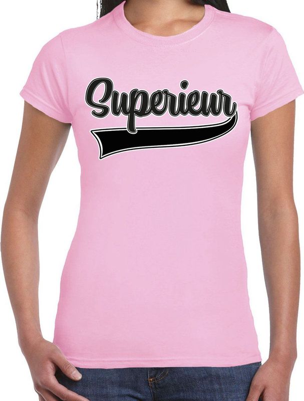 Bellatio Decorations Verkleed T-shirt voor dames - superieur - licht roze - foute party - carnaval