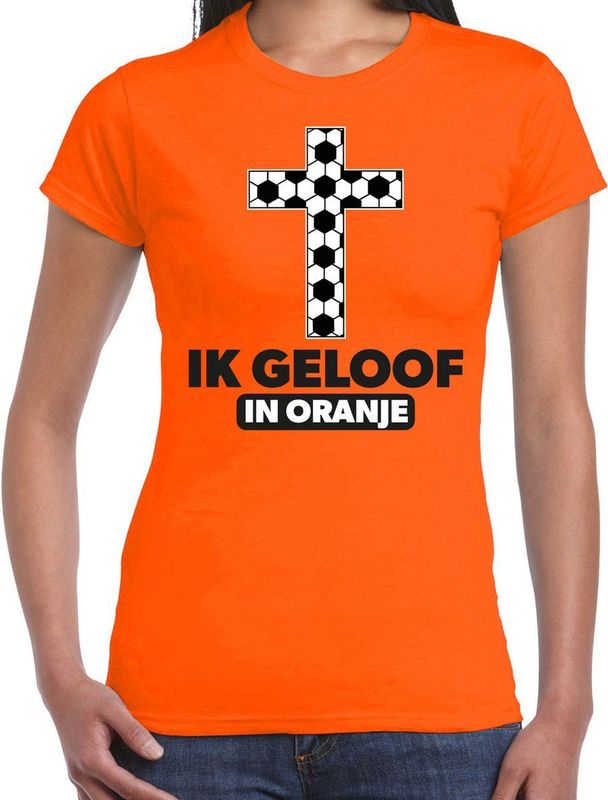 Bellatio Decorations Verkleed shirt dames - ik geloof in oranje - oranje - EK WK voetbal supporter