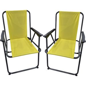 Atmosphera camping/strand stoel - 2x - aluminium - inklapbaar - groen - L52 x B55 x H75 cm - buitenstoelen