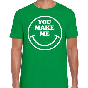 Verkleed T-shirt voor heren - you make me - Smile Emoticon - groen - carnaval - foute party - feestk