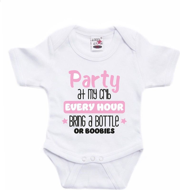 Bellatio Decorations - Baby Rompertje - Roze - Katoen - Kraam Cadeau