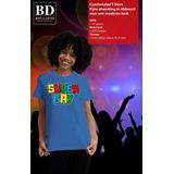 Bellatio Decorations Gay Pride T-shirt voor dames - super gay - blauw - pride - regenboog - LHBTI