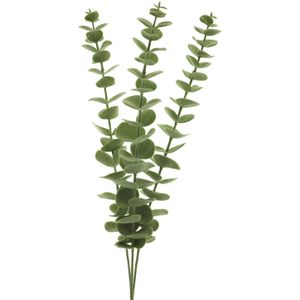 Bellatio Design Kunstbloem/kunsttak Eucalyptus Cinera  - 60 cm - 3 takken - kunst zijdebloemen