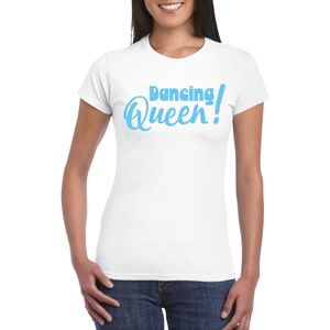 Bellatio Decorations Vrijgezellenfeest t-shirt dames - Dancing Queen - wit - glitter - foute party