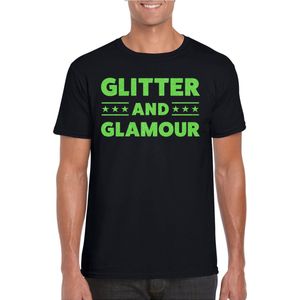 Bellatio Decorations - T-shirt - Groen - Katoen - Glitter Opdruk