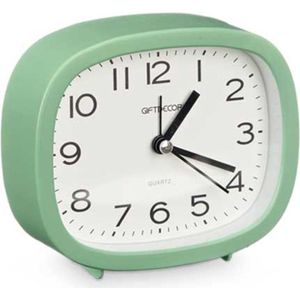 Atrium Modern design wekker analoog kwarts zonder tikken met licht en snooze wit lichtblauw rond A260-15