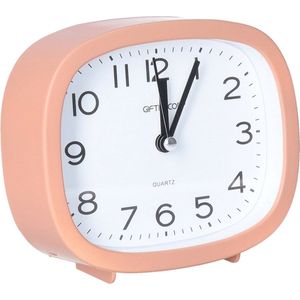 Giftdecor Wekker/alarmklok Good Morning - oranje - kunststof - 12 x 10 cm - staand - rond - batterij voeding