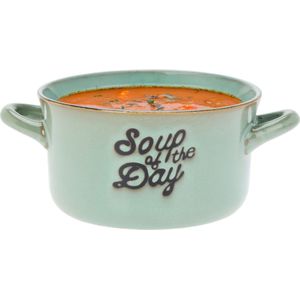 Excellent Houseware - Soepkommen - Lichtgroen - Porselein - 500ml - Met Oor