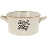 Excellent Houseware - Soepkommen - Beige - Porselein - 500ml - Met Oor