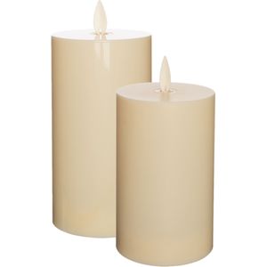Anna's Collection LED kaarsen/stompkaarsen -set 2x st - ivoor wit - D8 cm - buiten - timer