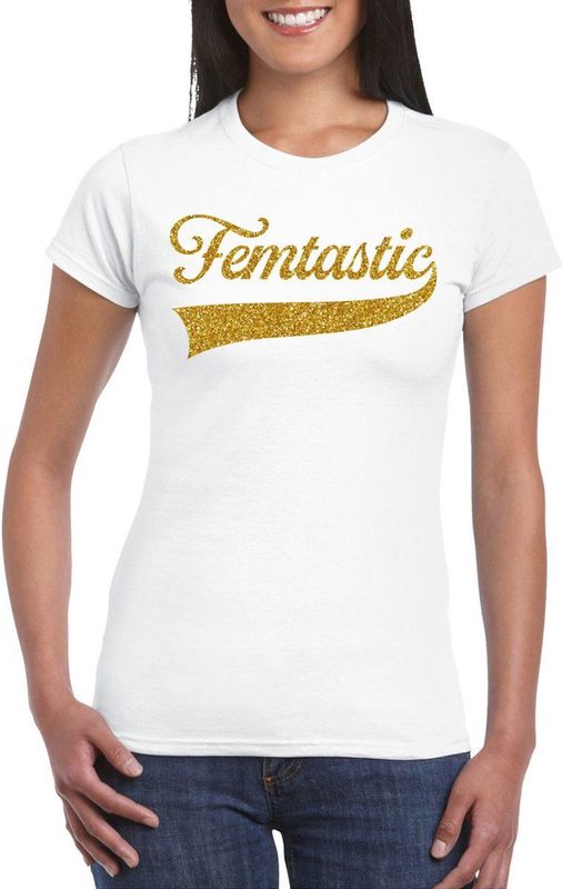 Bellatio Decorations - Femtastic - T-shirt - Zwart - Glitter