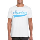 Foute party t-shirt voor heren - Superieur - wit - glitter - carnaval/themafeest