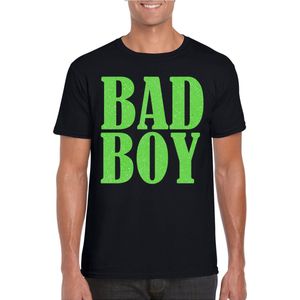 Bellatio Decorations - Foute T-shirt - Zwart - Katoen - Glitterbedrukking Groen