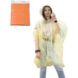 Regenponcho - Oranje Transparant - Wegwerp - Voor Volwassenen - Met Capuchon