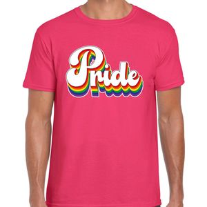 Bellatio Decorations Gay Pride T-shirt voor dames - pride - fuchsia roze - regenboog - LHBTI
