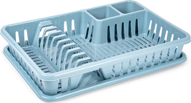 Plasticforte Afdruiprek met lekbak - 45 x 30 cm - ijsblauw - Afwassen/afdrogen - Afwasrekken - Kunststof