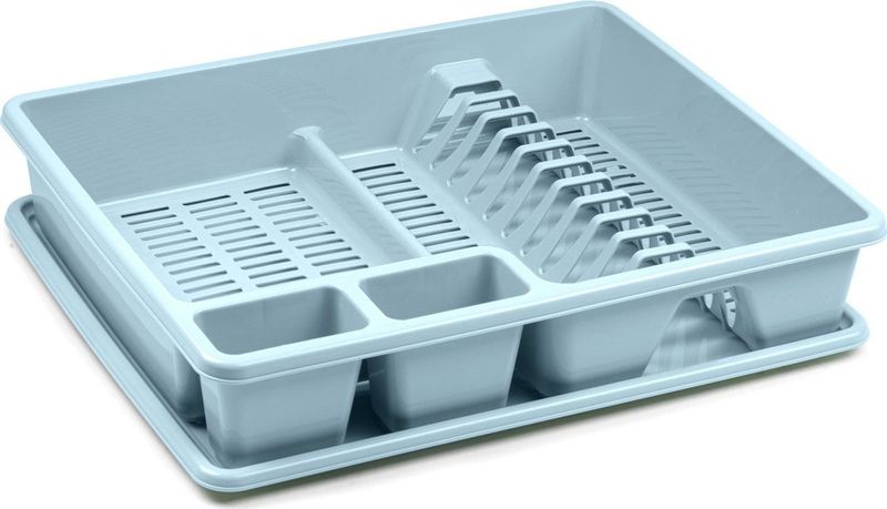 Plasticforte Afwas afdruiprek - ijsblauw - kunststof - 48 x 38 x 9 cm - met lekbak - huis/camping