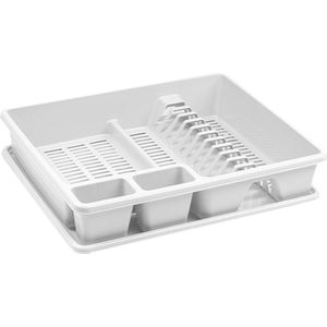 simplywire - Gootsteenmandje - Organizer voor keukengerei met messenhouder - Opgeruimd bestek - Verwijderbare lekbak - Antislip - Grijs Plastic