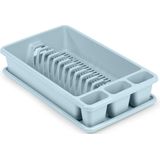 Plasticforte Afwas afdruiprek met lekbak - ijsblauw - kunststof - 45 x 26 x 9 cm