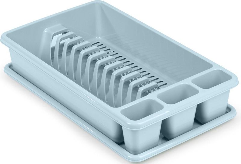 Plasticforte Afwas afdruiprek met lekbak - ijsblauw - kunststof - 45 x 26 x 9 cm