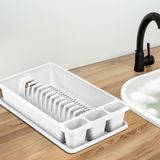 Plasticforte Afwas afdruiprek met lekbak - ivoor wit - kunststof - 45 x 26 x 9 cm