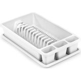 Plasticforte Afwas afdruiprek met lekbak - ivoor wit - kunststof - 45 x 26 x 9 cm