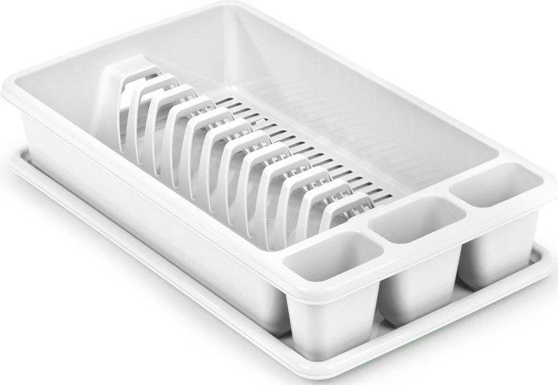 Plasticforte Afwas afdruiprek met lekbak - ivoor wit - kunststof - 45 x 26 x 9 cm