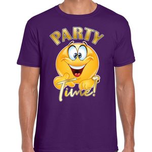 Bellatio Decorations Foute party t-shirt voor heren - Party Time - paars - carnaval themafeest