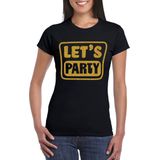 Bellatio Decorations Verkleed shirt voor dames - lets party - zwart - glitter - carnaval themafeest