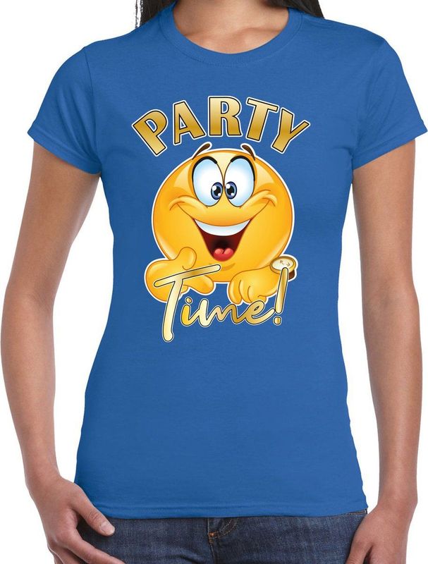 Bellatio Decorations Foute party t-shirt voor dames - Party Time - blauw - carnaval themafeest
