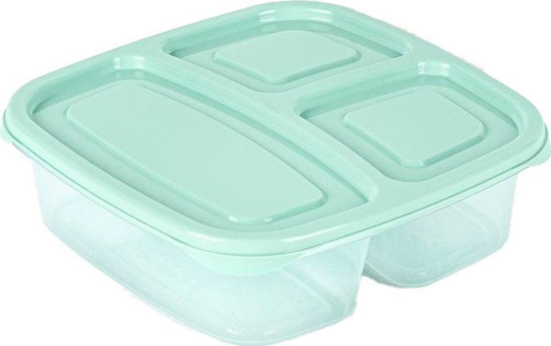 Plasticforte - Vershoudbakje 3-vaks - 1,2L - Mint Groen - Herbruikbaar