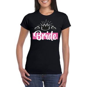 Bellatio Decorations Vrijgezellenfeest t-shirt dames - Bride - zwart - glitter - trouwen