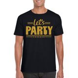 Bellatio Decorations Verkleed shirt voor heren - lets party - zwart - glitter - carnaval themafeest