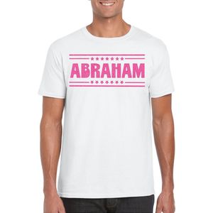 Bellatio Decorations Verkleed shirt voor heren - abraham - wit - glitter - verjaardag/themafeest - 50 jaar S