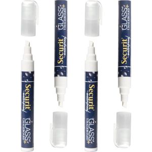 Securit Watervaste krijtstift voor glas en krijtbord - set van 4x - platte punt - 2-6 mm