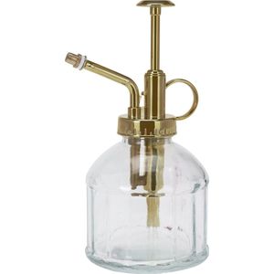 HS Collection Plantenspuit - water vernevelaar - glas - transparant/goud - 16 cm - vintage look