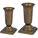 Form Plastic Grafvazen kunststof - set van 2x - goud - H27 en 34 cm - bloemenvaas herdenkingsplaats